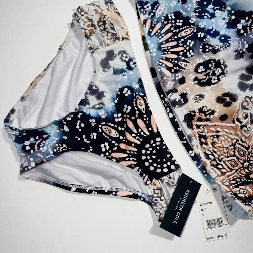 NWT Kenneth Cole New York Multi Pattern Paisley/Leopard Tankini Set